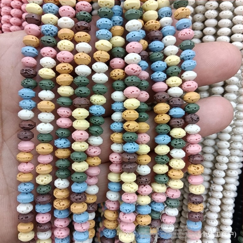 Mješavina prirodnih kamenih perli za DIY nakit — abakus perle od vulkanskog kamena i više boja slobodnih perli (8 mm)