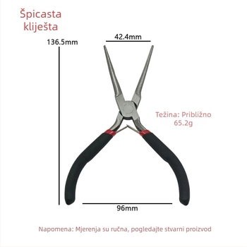Set mini kliješta od 4,5 inča: kliješta s zubnim vrhom, mala kliješta s ravnim vrhom, kliješta za nakit, produžena kliješta bez zuba