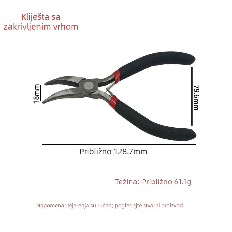 Set mini kliješta od 4,5 inča: kliješta s zubnim vrhom, mala kliješta s ravnim vrhom, kliješta za nakit, produžena kliješta bez zuba
