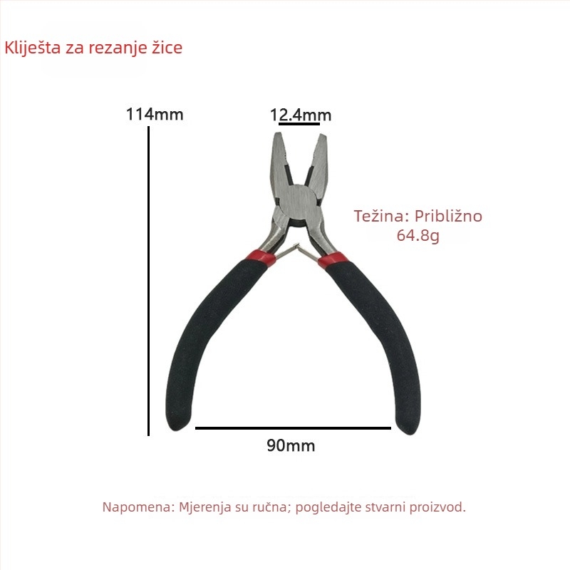 Set mini kliješta od 4,5 inča: kliješta s zubnim vrhom, mala kliješta s ravnim vrhom, kliješta za nakit, produžena kliješta bez zuba