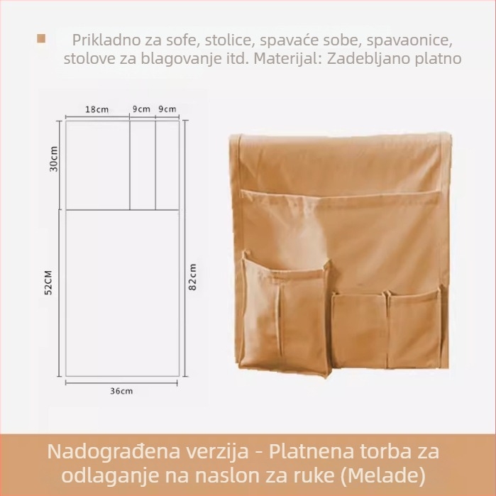Skandinavskog stila viseći organizator za naslon kauča — platneni višenamjenski organizator za daljinski, telefon i sitnice