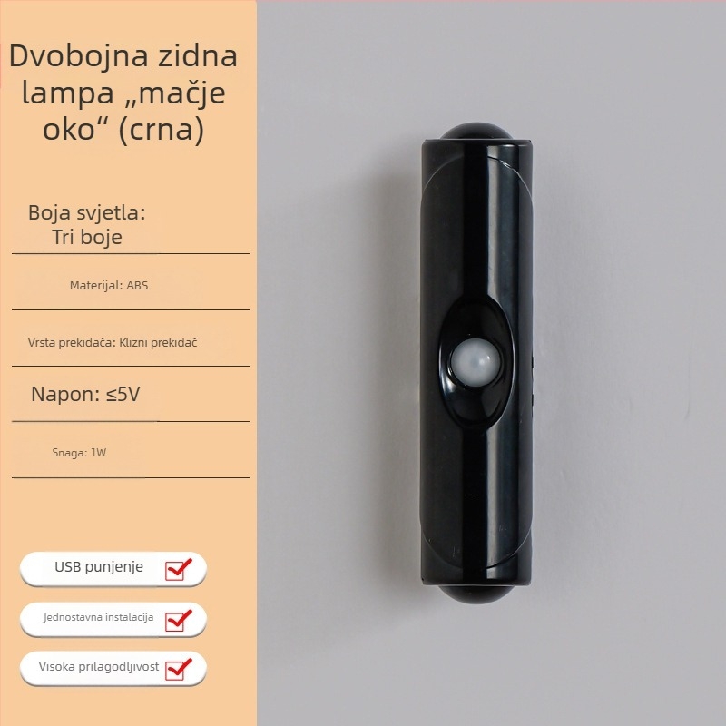 Bežična zidna lampa sa senzorom pokreta, magnetskim držačem, ugrađena baterija, noćna svjetiljka s dvije glave u obliku brda, ambijentalno osvjetljenje