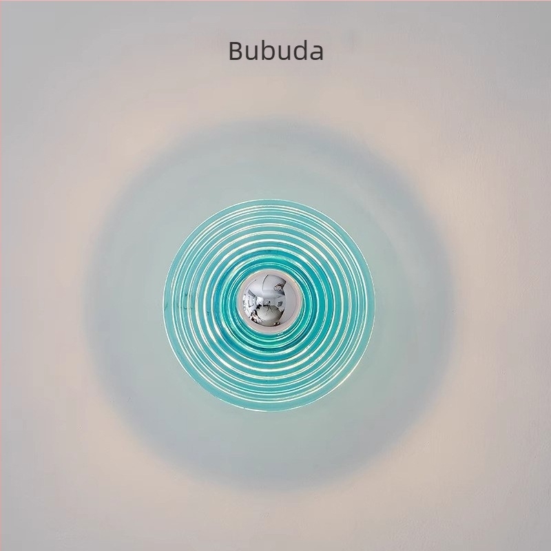Stenska svjetiljka od stakla s motivom vodnih valova, Bauhaus vintage dizajn, pogodna za hodnik, ulaz ili noćno svjetlo uz krevet.