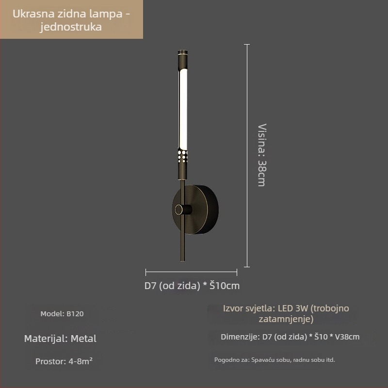Linearna zidna svjetiljka – moderan minimalistički dizajn za dnevni boravak, hodnik, predsoblje i spavaću sobu, skandinavski stil