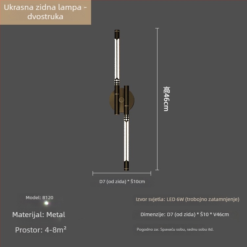Linearna zidna svjetiljka – moderan minimalistički dizajn za dnevni boravak, hodnik, predsoblje i spavaću sobu, skandinavski stil