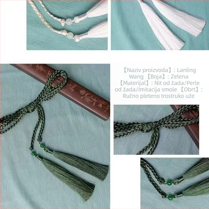 Pleteni pojas s resama i perlama, ručno izrađeno, dodatak haljini s okruglim izrezom, unisex, drevni stil, dugi pojas