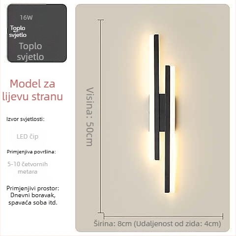 Minimalistička LED zidna svjetiljka s LED trakom za spavaću sobu i dnevni boravak, uz krevet, uz televizor i kauč, za hodnik i stubište