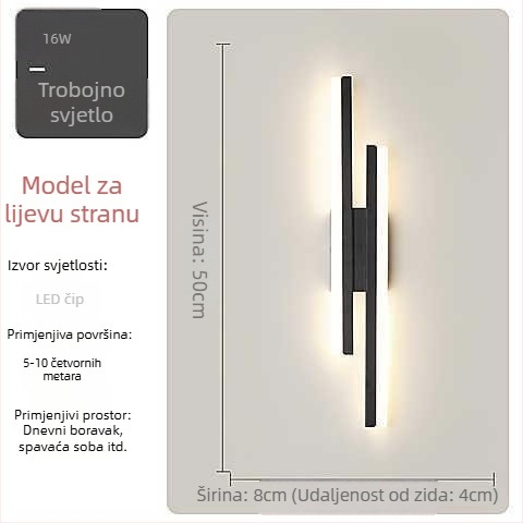 Minimalistička LED zidna svjetiljka s LED trakom za spavaću sobu i dnevni boravak, uz krevet, uz televizor i kauč, za hodnik i stubište