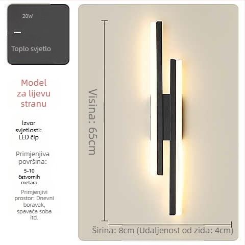 Minimalistička LED zidna svjetiljka s LED trakom za spavaću sobu i dnevni boravak, uz krevet, uz televizor i kauč, za hodnik i stubište