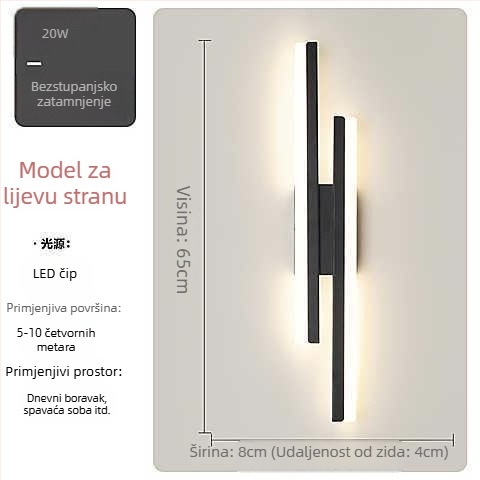 Minimalistička LED zidna svjetiljka s LED trakom za spavaću sobu i dnevni boravak, uz krevet, uz televizor i kauč, za hodnik i stubište
