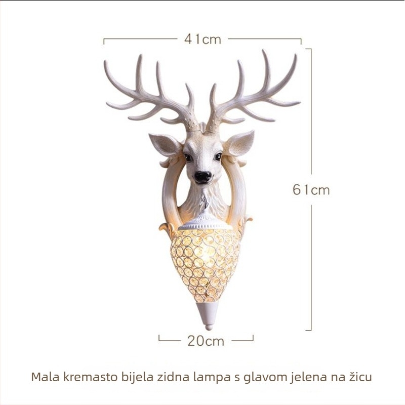 Zidna lampa sa glavom jelena i rogom, europski stil, za dnevni boravak, hodnik, stubište i blagovaonicu