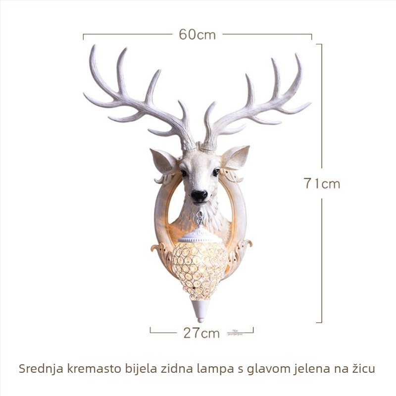 Zidna lampa sa glavom jelena i rogom, europski stil, za dnevni boravak, hodnik, stubište i blagovaonicu