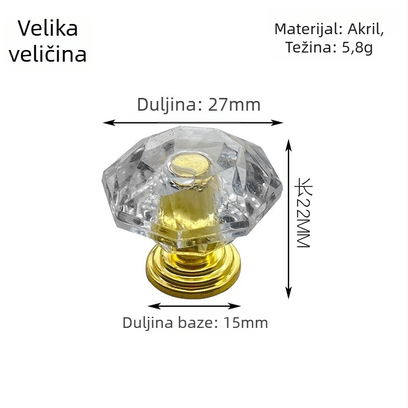 Prozirna akrilna ručka za ormarić, garderobu i ladicu