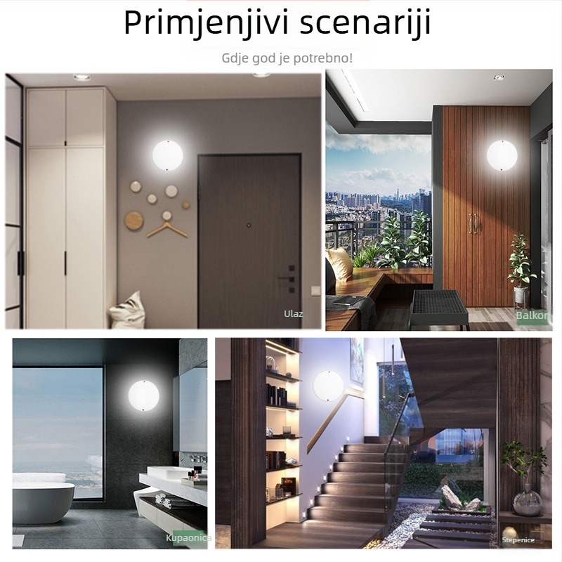 LED IP54 zidna svjetiljka visoke svjetline za unutarnju upotrebu – za stepenice, hodnik i balkon, moderni minimalistički dizajn