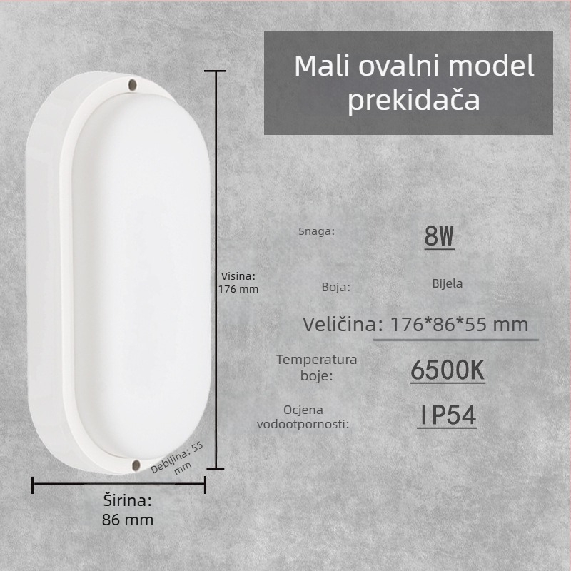 LED IP54 zidna svjetiljka visoke svjetline za unutarnju upotrebu – za stepenice, hodnik i balkon, moderni minimalistički dizajn