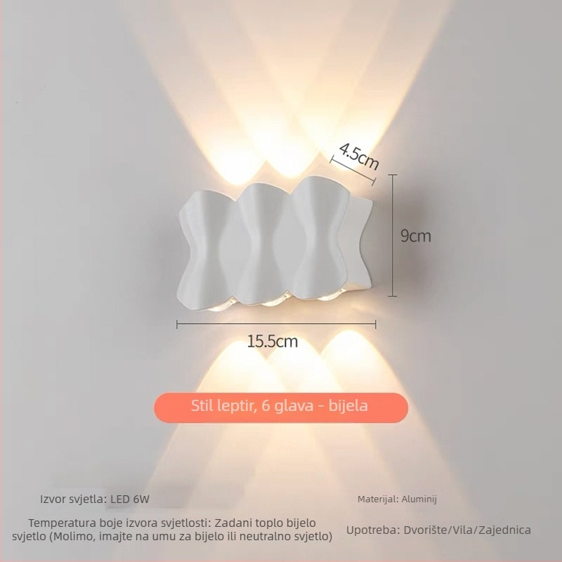 Vanjska zidna svjetiljka IP65, aluminijsko kućište, dekorativno osvjetljenje za vrt i balkon, model HH42