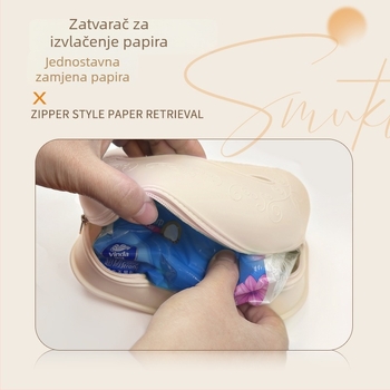 Krem boje silikon kutija za papirne salvete, zidna kutija sa zatvaranjem na zip, kreativni prostor za dnevni boravak i kupaonu, stolna kutija za salvete