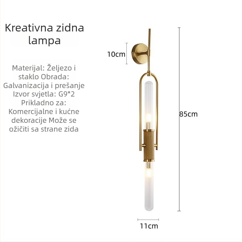 Postmoderno unutarnje zidno svjetlo za dnevni boravak i hodnik s staklenom trakom, dekorativna rasvjeta za vile i hotele