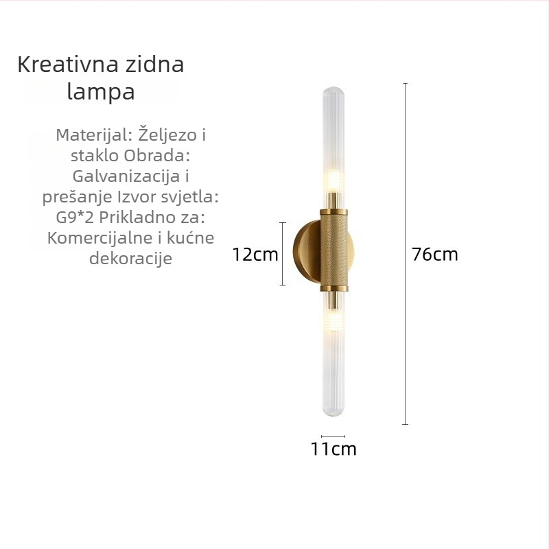 Postmoderno unutarnje zidno svjetlo za dnevni boravak i hodnik s staklenom trakom, dekorativna rasvjeta za vile i hotele