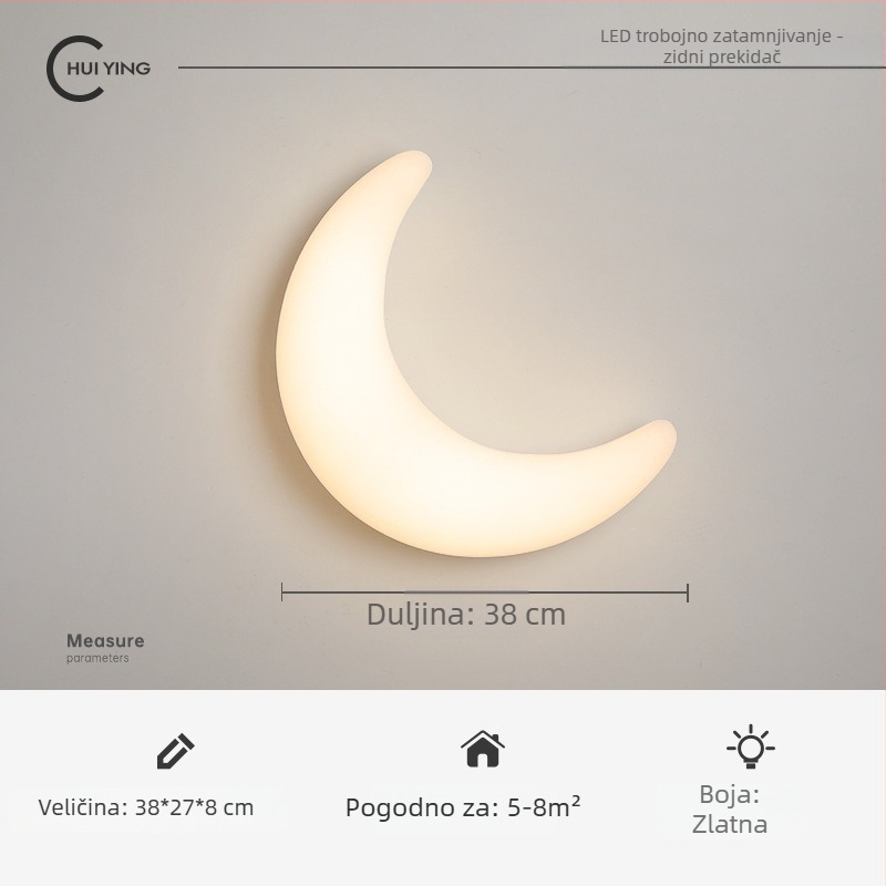 Moderna minimalistička stropna svjetiljka za spavaću sobu, motiv mjeseca, krem boje, nordijski umjetnički dizajn, elegantno osvjetljenje glavne spavaće sobe