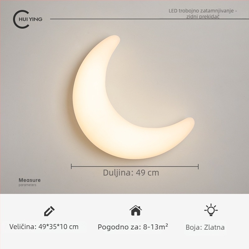 Moderna minimalistička stropna svjetiljka za spavaću sobu, motiv mjeseca, krem boje, nordijski umjetnički dizajn, elegantno osvjetljenje glavne spavaće sobe