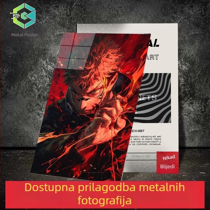 Bez okvira metalni poster – dekorativna digitalna slika na aluminijskoj ploči, magnetski stolni prikaz, industrijski stil