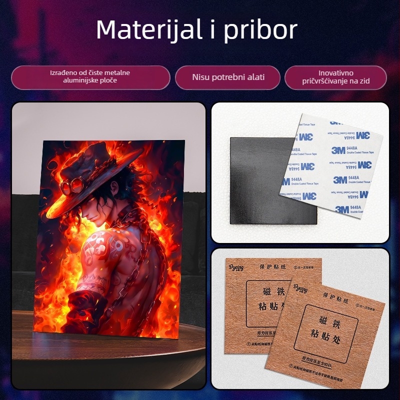 Bez okvira metalni poster – dekorativna digitalna slika na aluminijskoj ploči, magnetski stolni prikaz, industrijski stil