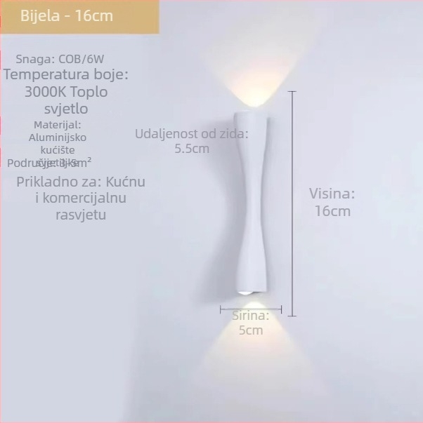 Vanjska zidna svjetiljka – moderni minimalistički dizajn za unutarnje i vanjske prostore, dom, dnevni boravak, blagovaonica, TV ormarić, dekorativna zidna pozadina