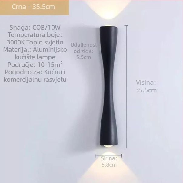 Vanjska zidna svjetiljka – moderni minimalistički dizajn za unutarnje i vanjske prostore, dom, dnevni boravak, blagovaonica, TV ormarić, dekorativna zidna pozadina