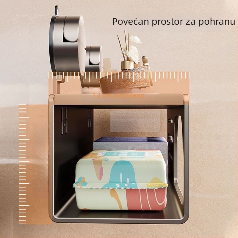 Zidni držač toaletnog papira sa usisivačem i kutijom za maramice te policom za pohranu