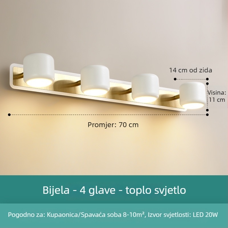 Skandinavska moderna minimalistička LED zidna svjetiljka za toaletni stol i kupaonsko ogledalo – prednje osvjetljenje ogledala