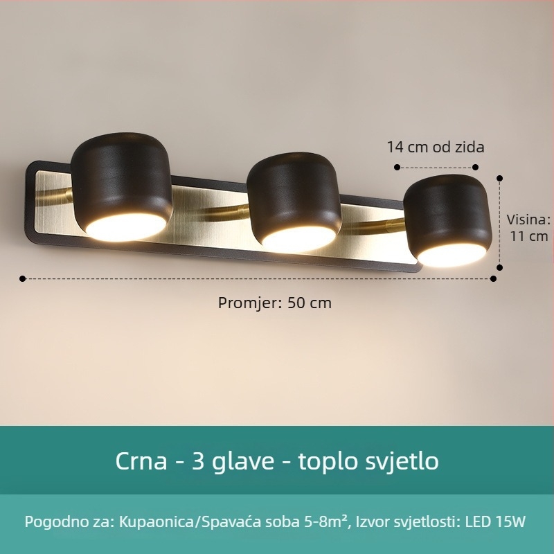 Skandinavska moderna minimalistička LED zidna svjetiljka za toaletni stol i kupaonsko ogledalo – prednje osvjetljenje ogledala
