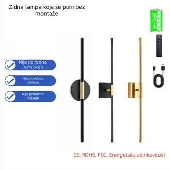 Minimalistička linearna zidna rasvjeta s mogućnošću punjenja, magnetsko pričvršćivanje, bežična, daljinsko upravljanje, dotik prekidač, svjetlo ispred ogledala