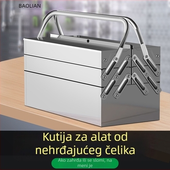 Trostruko sklopiva kutija za alat od nehrđajućeg čelika za kućnu i automobilsku upotrebu, prijenosna višefunkcijska kutija za pohranu.