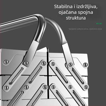 Trostruko sklopiva kutija za alat od nehrđajućeg čelika za kućnu i automobilsku upotrebu, prijenosna višefunkcijska kutija za pohranu.