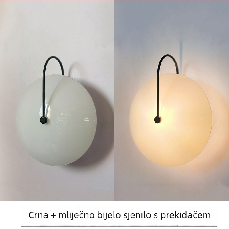 Postmoderna zidna lampa s umjetničkim dizajnom za dnevni boravak i spavaću sobu, okrugli stakleni abažur, hodnik rasvjeta u skandinavskom stilu