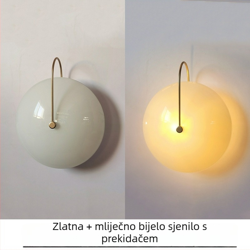 Postmoderna zidna lampa s umjetničkim dizajnom za dnevni boravak i spavaću sobu, okrugli stakleni abažur, hodnik rasvjeta u skandinavskom stilu