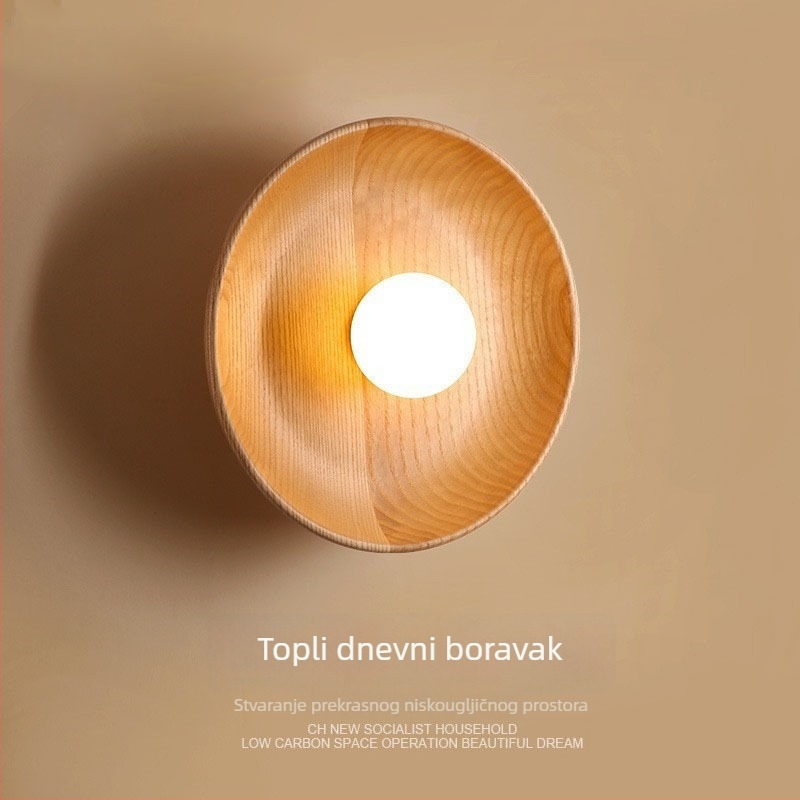 Nordijska zidna svjetiljka za spavaću sobu – minimalistička drvena LED svjetiljka, pogodna za dnevni boravak, pozadinu televizora i hodnik