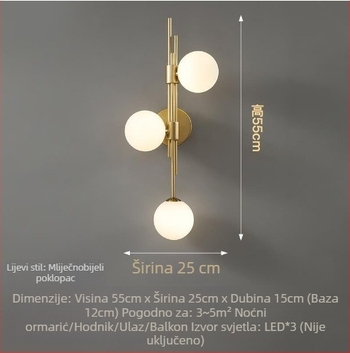 Zidna svjetiljka za spavaću sobu i dnevni boravak, krem boja, francuski retro stil, nordijski minimalistički dizajn, za zid iza televizora