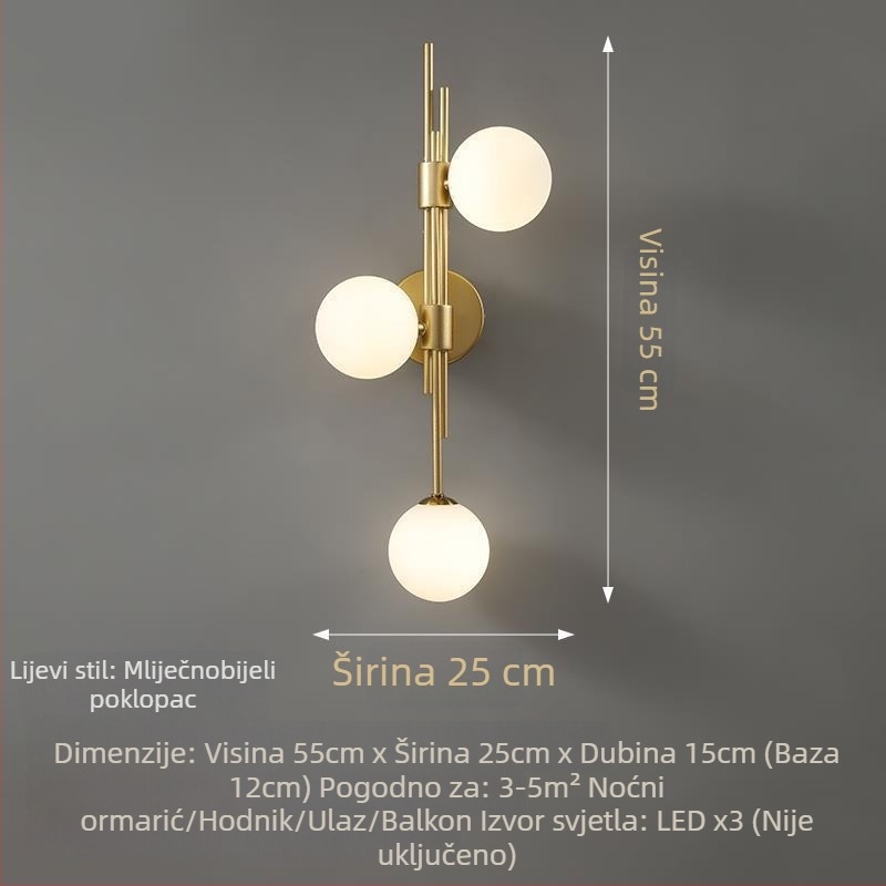 Zidna svjetiljka za spavaću sobu i dnevni boravak, krem boja, francuski retro stil, nordijski minimalistički dizajn, za zid iza televizora