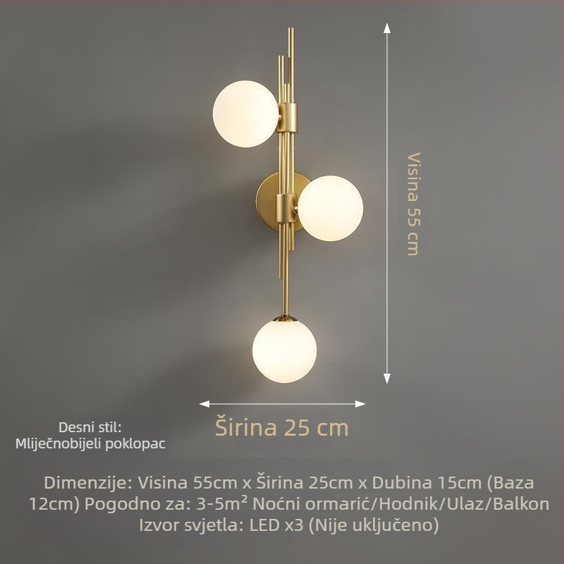 Zidna svjetiljka za spavaću sobu i dnevni boravak, krem boja, francuski retro stil, nordijski minimalistički dizajn, za zid iza televizora