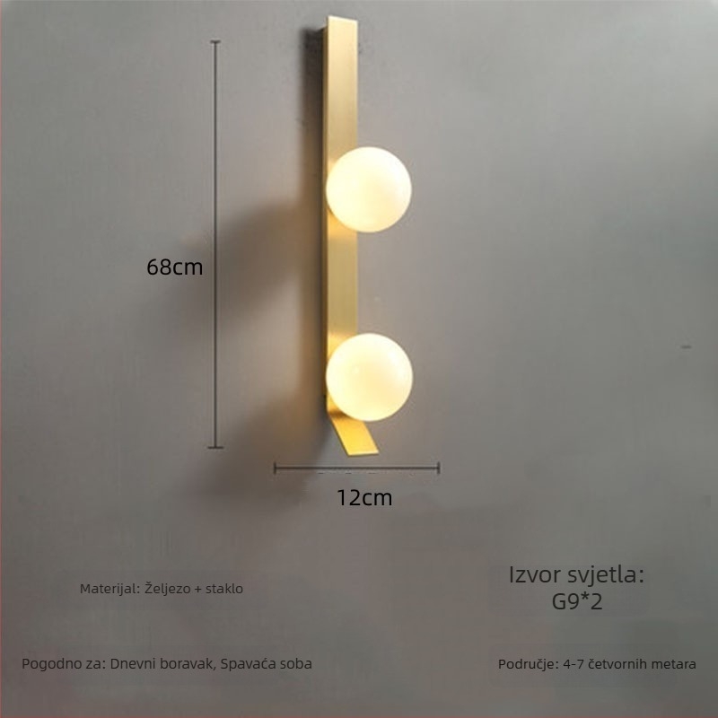Severna minimalistička zidna lampa s staklenim sjenilom – pogodna za spavaću sobu, dnevni boravak, hodnik i ulaz