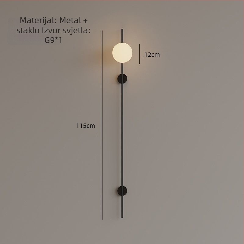 Severna minimalistička zidna lampa s staklenim sjenilom – pogodna za spavaću sobu, dnevni boravak, hodnik i ulaz