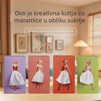 Dekorativna kutija za maramice s motivom suknje — kreativni ukras za auto i dom, moderan minimalistički dizajn