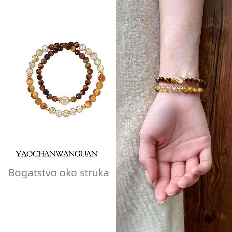 Fan Yu Prirodni agarwood, plavo-voden leden jade dvostruka kružna narukvica za žene, južni crveni jade nakit