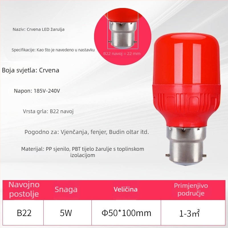 LED crvena svijećna žarulja s navojem E27 i E14, šiljasta žarulja, za Buddha ponude, kristalna žarulja