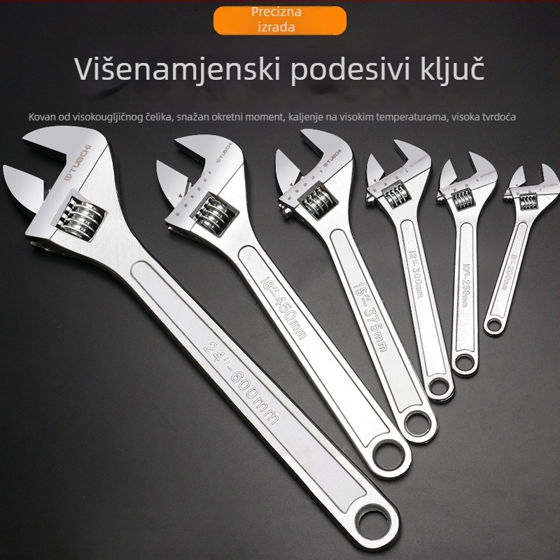 Set podesivih ključeva od 12 inča s velikim otvorom