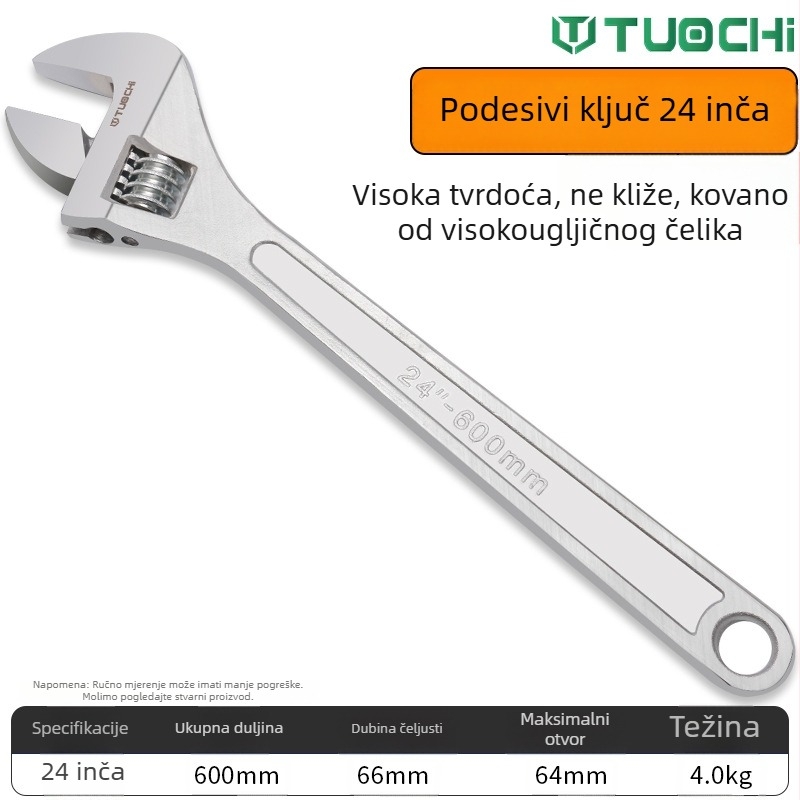 Set podesivih ključeva od 12 inča s velikim otvorom