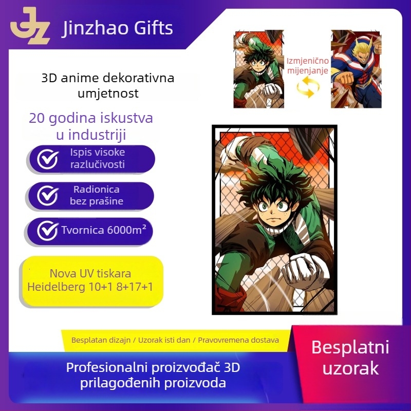 3D raster poster sa stereo efektom, prilagodljivo raster umjetničko djelo s promjenjivim slikama u stilu animacije