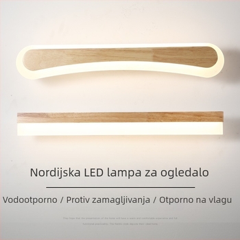 Skandinavska drvena LED svjetiljka za ogledalo, minimalistički modern dizajn, duga zidna svjetiljka za šminkanje i kupaonicu